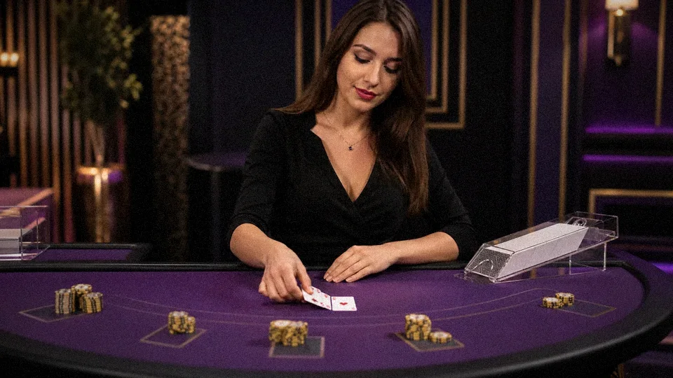 Live dealer blackjack table at Rollino Casino